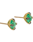 22K Gold Cabochon Emerald "Antique" Stud Earrings - Peridot Fine Jewelry - Cathy Waterman
