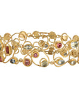 22K Gold "Double Swirl" Wire Bracelet with Aquamarines and Pink Tourmalines - Peridot Fine Jewelry - Petra Class