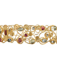 22K Gold "Double Swirl" Wire Bracelet with Aquamarines and Pink Tourmalines - Peridot Fine Jewelry - Petra Class