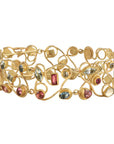22K Gold "Double Swirl" Wire Bracelet with Aquamarines and Pink Tourmalines - Peridot Fine Jewelry - Petra Class