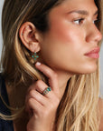 22K Gold "Garland" Ring with Emerald and Marquise Diamonds - Peridot Fine Jewelry - Cathy Waterman