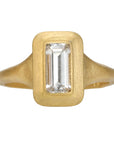 22K Gold "Greek-Inspired" Emerald Cut White Sapphire Baguette Ring - Peridot Fine Jewelry - Rosanne Pugliese