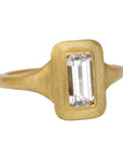 22K Gold "Greek-Inspired" Emerald Cut White Sapphire Baguette Ring - Peridot Fine Jewelry - Rosanne Pugliese
