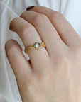 22K Gold "Leafside" Ring with Grey Rosecut Diamond Center - Peridot Fine Jewelry - Cathy Waterman