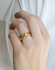 22K Gold Rose Cut Diamond "Diana" Ring with Marquise Diamond Leaves - Peridot Fine Jewelry - Cathy Waterman
