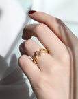 22K Gold Rose Cut Diamond "Diana" Ring with Marquise Diamond Leaves - Peridot Fine Jewelry - Cathy Waterman