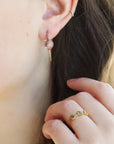 22K Gold & Rose Quartz "Forest Dew Drop" Earrings - Peridot Fine Jewelry - Cathy Waterman