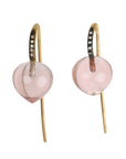 22K Gold & Rose Quartz "Forest Dew Drop" Earrings - Peridot Fine Jewelry - Cathy Waterman