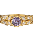 22K Gold "Small Garland" Ring with Pink - Purple Sapphire & Marquise Diamonds - Peridot Fine Jewelry - Cathy Waterman