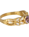 22K Gold "Small Garland" Ring with Pink - Purple Sapphire & Marquise Diamonds - Peridot Fine Jewelry - Cathy Waterman