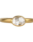 22K Gold Stacking Ring with Oval Rose - Cut Diamond - Peridot Fine Jewelry - Kothari