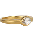 22K Gold Stacking Ring with Teardrop Rose - Cut Diamond - Peridot Fine Jewelry - Kothari