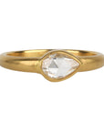 22K Gold Stacking Ring with Teardrop Rose - Cut Diamond - Peridot Fine Jewelry - Kothari