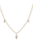 22K Gold "Tiny Lacy" Chain with 7 Platinum and Diamond Fringes - Peridot Fine Jewelry - Cathy Waterman