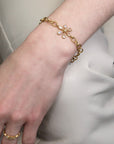 22K Hammered Oval Link Bracelet with Moonstone Flower Centerpiece - Peridot Fine Jewelry - Cathy Waterman