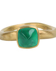 22K Inverted Square Cabochon Columbian Emerald Ring - Peridot Fine Jewelry - Rosanne Pugliese