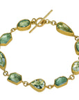 22K Nine Bezel - Set Mixed Cut Aquamarine Bracelet - Peridot Fine Jewelry - Petra Class