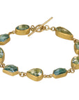 22K Nine Bezel - Set Mixed Cut Aquamarine Bracelet - Peridot Fine Jewelry - Petra Class