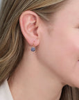 22K & Pave Blue Sapphire "Mini Lentil" Drop Earrings - Peridot Fine Jewelry - Caroline Ellen