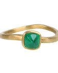 22K Small Square Cabochon Columbian Emerald Ring - Peridot Fine Jewelry - Rosanne Pugliese