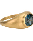 22K Tapered Domed Ring with East/West Oval London Blue Topaz - Peridot Fine Jewelry - Rosanne Pugliese