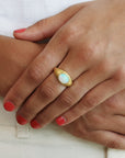 22K Tapered Domed Ring with East/West Oval Opal - Peridot Fine Jewelry - Rosanne Pugliese