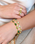 22K Ten Bezel - Set Mixed Shape Ombre Green Tourmaline Bracelet - Peridot Fine Jewelry - Petra Class