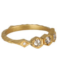 22K & Triple Hexagonal Bezel - Set Champagne Diamond Ring - Peridot Fine Jewelry - Cathy Waterman