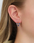 22K Triple Hexagonal Bezel - Set Tanzanite Earrings - Peridot Fine Jewelry - Cathy Waterman