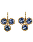 22K Triple Hexagonal Bezel - Set Tanzanite Earrings - Peridot Fine Jewelry - Cathy Waterman