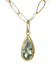22K & 18K Bezel-Set Faceted Teardrop Aquamarine Pendant