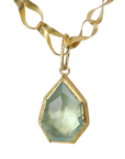 22K & 18K Bezel-Set Faceted Freeform Aquamarine Pendant