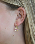 20K Gold Flower Earrings with Vietnamese Pink Sapphires