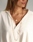 Gold and Pave Diamond Extra Large "Lentil" Pendant