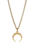 Gold "Crescent Moon" Pendant with Five Star-Set Cognac Diamonds