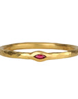 22K Gold Thin Hammered Band with Marquise Ruby - Peridot Fine Jewelry - Cathy Waterman