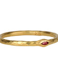 22K Gold Thin Hammered Band with Marquise Ruby - Peridot Fine Jewelry - Cathy Waterman