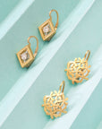22K Gold and Diamond "Frame" Earrings