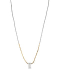 Clear Seed Bead & Gold Vermeil Beaded Necklace with Rectangular Clear Quartz Drop