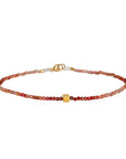 Faceted Red Ombre Sapphire Beaded Bracelet with 18K Square Bead & Clasp