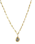 22K & 18K Bezel-Set Freeform Rosecut Blue Sapphire Pendant