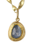 22K & 18K Bezel-Set Freeform Rosecut Blue Sapphire Pendant