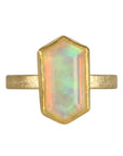 22K & 18K Bezel-Set North/South Hexagonal Faceted Ethiopian Opal Ring
