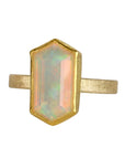 22K & 18K Bezel-Set North/South Hexagonal Faceted Ethiopian Opal Ring