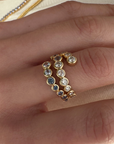 18K & Graduated Ombre Blue Sapphire "Open Wave" Ring