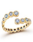 18K & Graduated Ombre Blue Sapphire "Open Wave" Ring