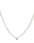 Faceted Peridot Beaded Necklace with 18K Bezel-Set Cabochon Aquamarine Pendant