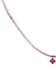 Faceted Pink Ombre Ruby Beaded Necklace with Ruby Flower Pendant