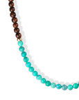 Larger Turquoise & Wood Beaded Necklace with 14K Accent Beads & Clasp
