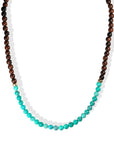 Larger Turquoise & Wood Beaded Necklace with 14K Accent Beads & Clasp